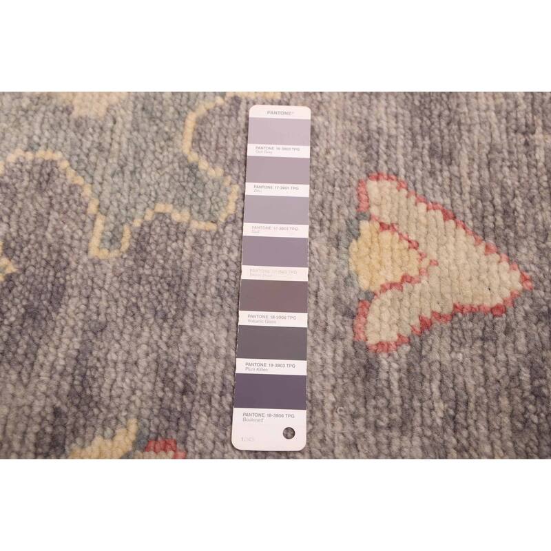 ECARPETGALLERY Hand-knotted Modern Oushak Dark Grey Wool Rug - 7'10 x 9'11