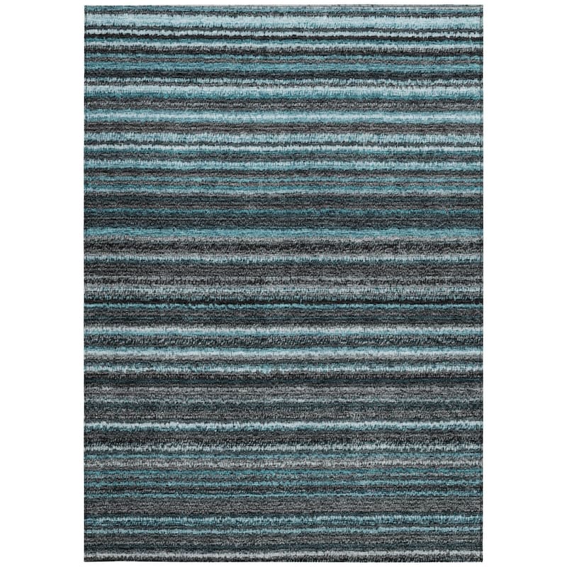 HomeRoots Striped Transitional Rectangle Outdoor Rug