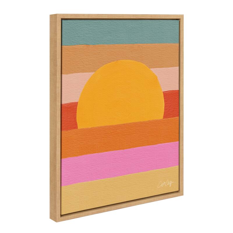 Kate and Laurel Sylvie Sunset Waves Framed Canvas by Cat Coquillette