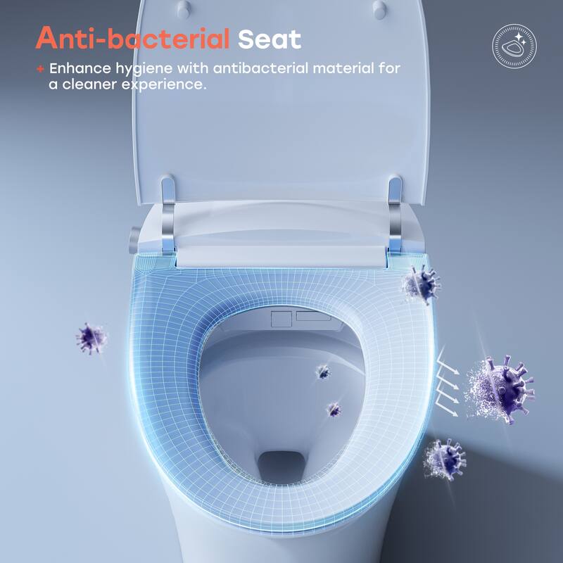 Smart Elongated Bidet Toilet, 1.27 GPF, Heated Seat, UVC, Auto Flush - 12 inch Rough In
