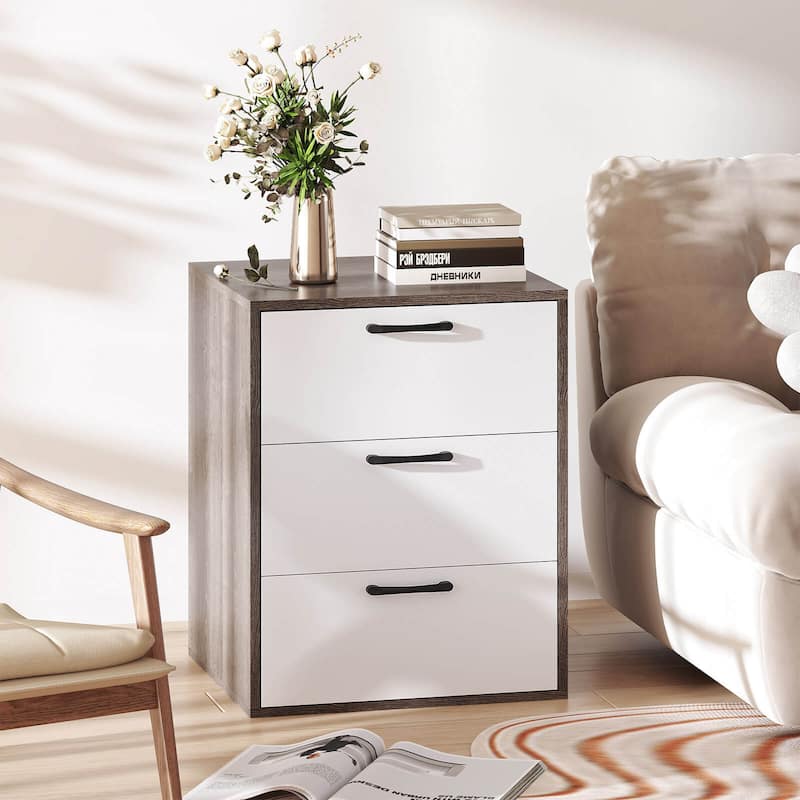 Costway 3 Drawer Dresser Chest of Drawer Storage Cabinet with Wide