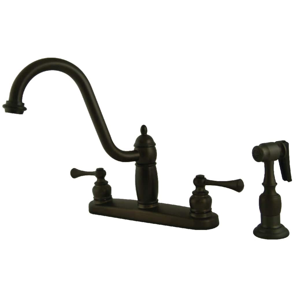 Kingston Brass Heritage Centerset Kitchen Faucet with Metal Lever