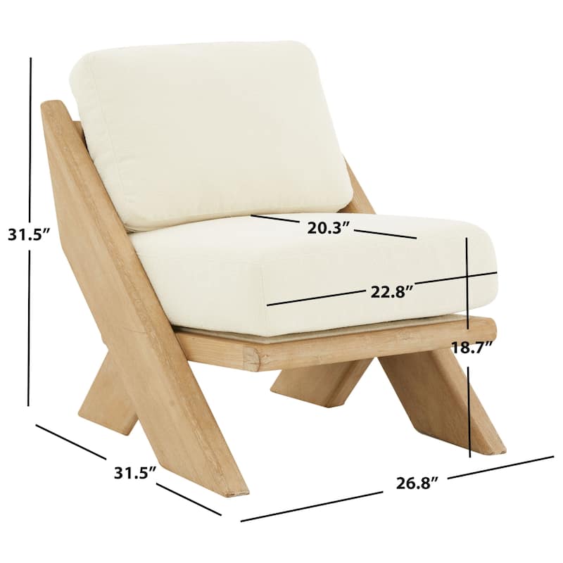 SAFAVIEH Couture Nessie Solid Wood Frame Cushioned Accent Chair (Fully Assembled) - 26.8 In. W x 31.5 In. D x 31.5 In. H