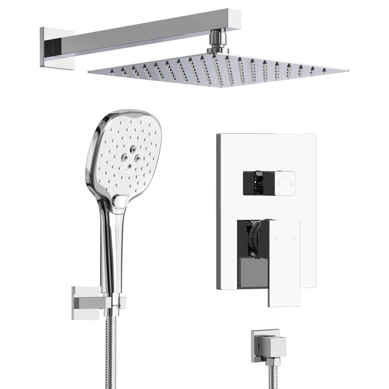 GRANDJOY 10" Dual Rain and Handheld Shower System with 3‑Mode Spray and Pressure‑Balanced Valve
