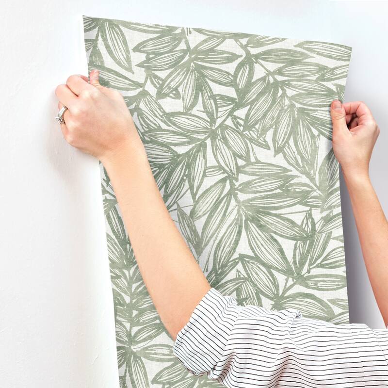 A-Street Prints Rhythmic Sage Leaf Wallpaper
