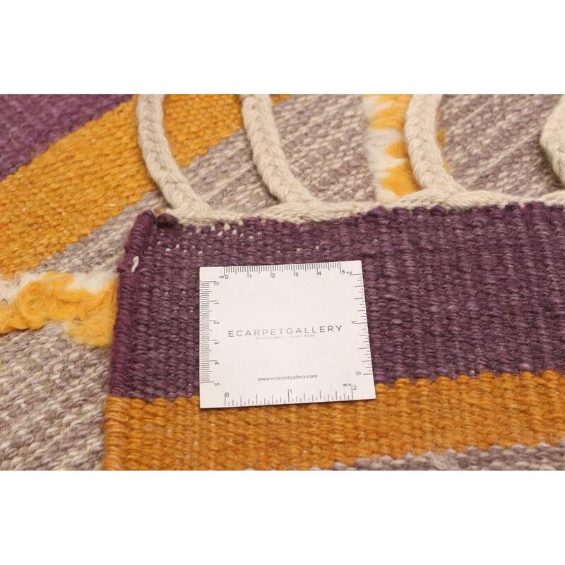 ECARPETGALLERY Flat-Weave Marrakech Purple Wool Kilim - 6'9 x 10'0