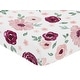 preview thumbnail 3 of 4, Burgundy and Pink Watercolor Floral Girl Fitted Crib Sheet - Blush Maroon Wine Rose Green and White Shabby Chic Flower Farmhouse