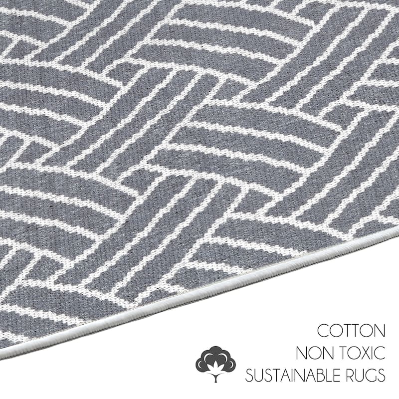 Sussexhome Heavy Duty Ultra Thin Non Slip Washable Cotton Indoor Rug - 2' x 3'