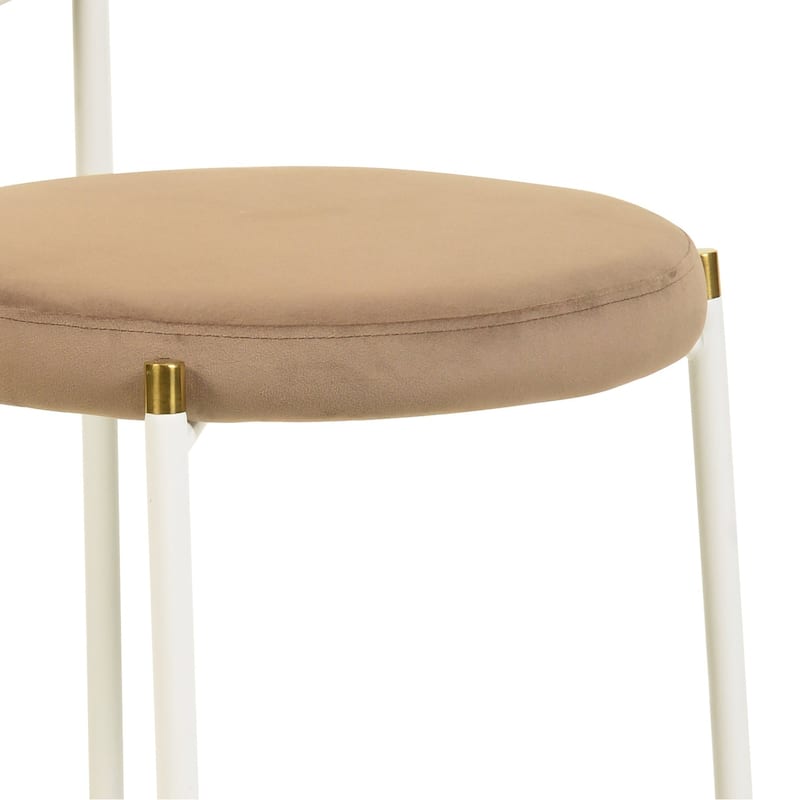 LeisureMod Euston Modern Dining Chair with Upholstered Velvet Seat - Wicker Back and White Stainless Steel Legs Accent Chair