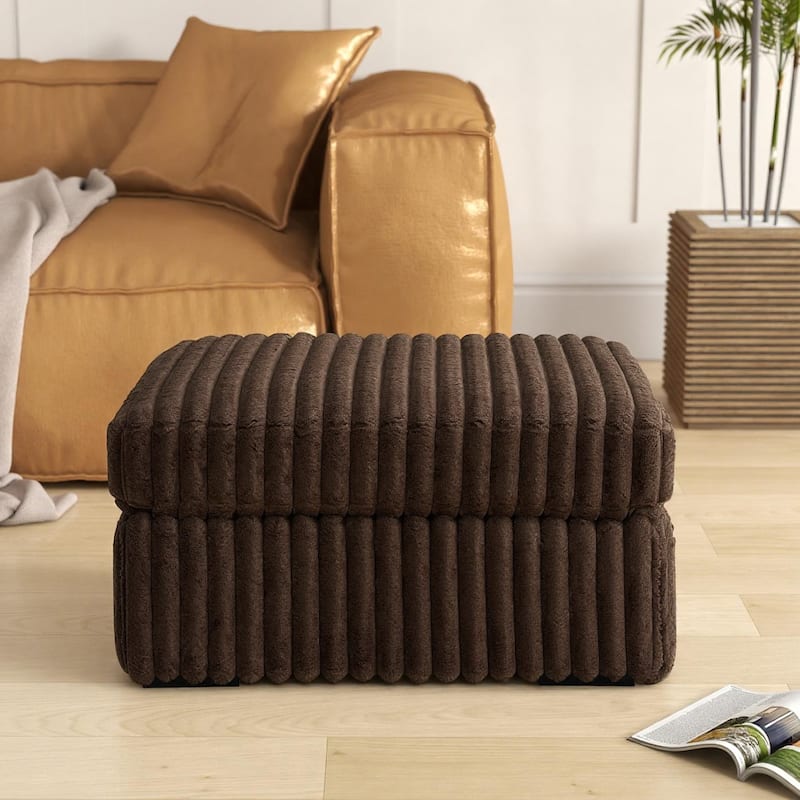 Roundhill Furniture Solenne Chair and Ottoman Set, Oversized Chair and Ottoman with Jumbo Corduroy Upholstery
