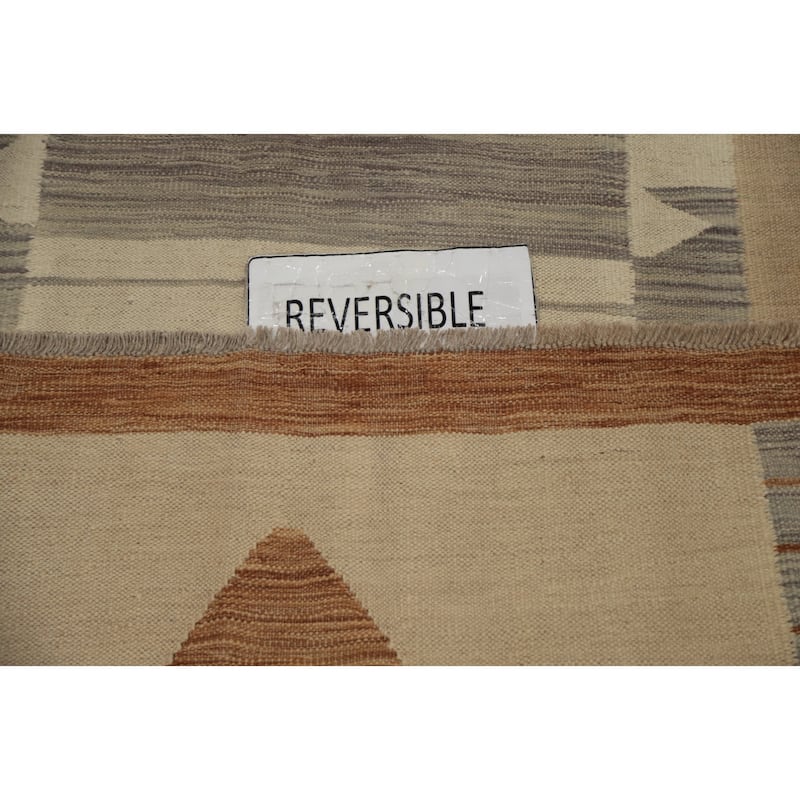 Hand Woven Oriental 100% Wool Carpet Southwestern Modern Brown Kilim Area Rug - 10' 1'' X 8' 3''