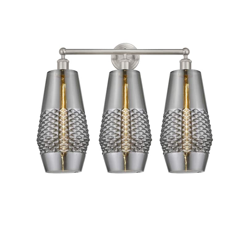 Innovations Lighting Windham - 3 Light 25" Bath Vanity Light - Smoked/Satin Nickel