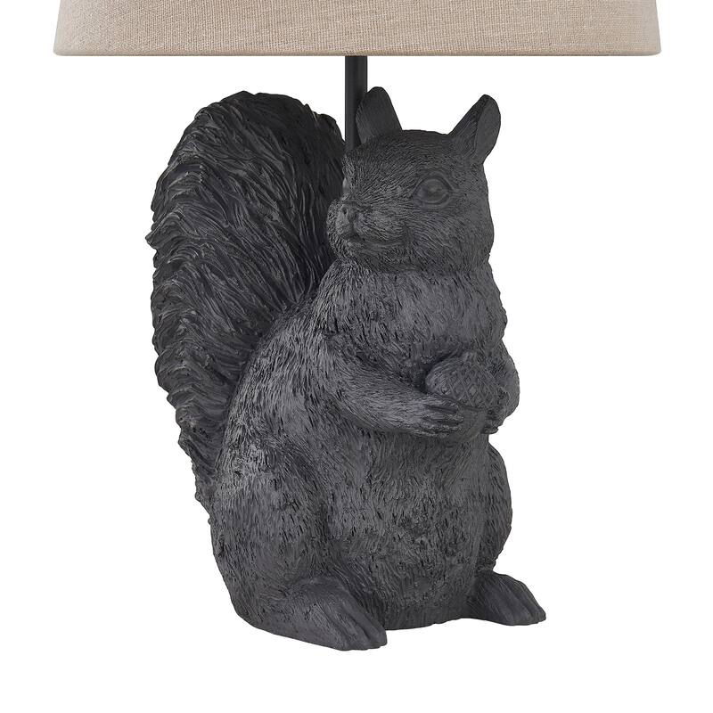 19"H Black Resin Squirrel Table Lamp With Shade - 10" x 10" x 19"