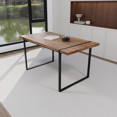 59 " Modern Kitchen Table with MDF Wood Top and Metal Frame Perfect for Dining or Coffee - 59”L x 31.5”W x 29.9”H