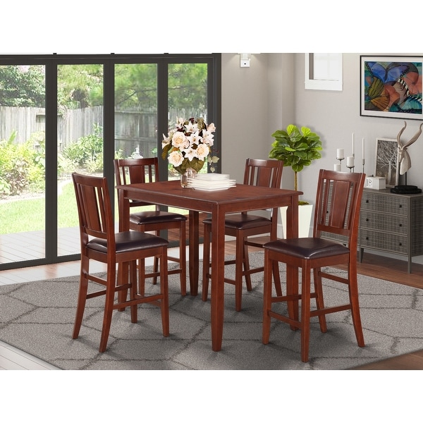Mahogany Counter Height Table and 4 Stools Dining Set. Opens flyout.