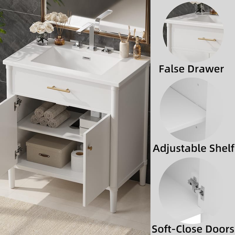 31" Bathroom Vanity with Sink Bathroom Cabinet with Soft Close Doors and Adjustable Shelf