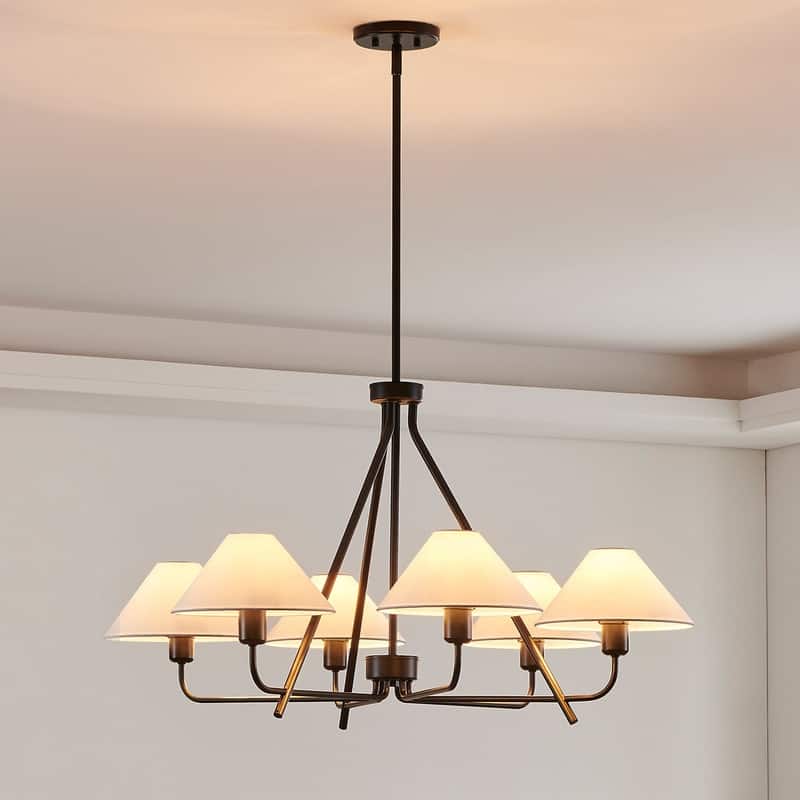 KAWOTI 6-light Dimmable Classic Traditional Chandelier with Fabric Lampshade - W 38.25" * H 22.75"