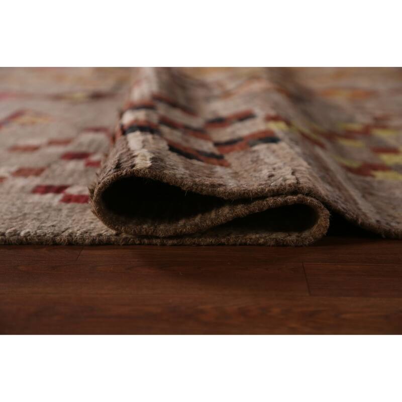 Geometric Brown Moroccan Oriental Area Rug Handmade Wool Carpet - 8'4" x 9'9"