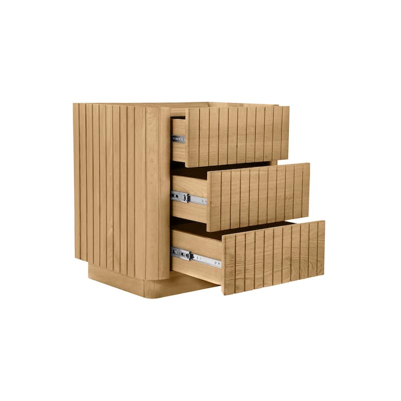 Aurelle Home Poete Solid Acacia Wood 3-Drawer Chest