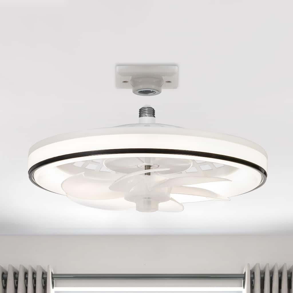 13-In Socket LED Ceiling Fans with Lights and Remote - White
