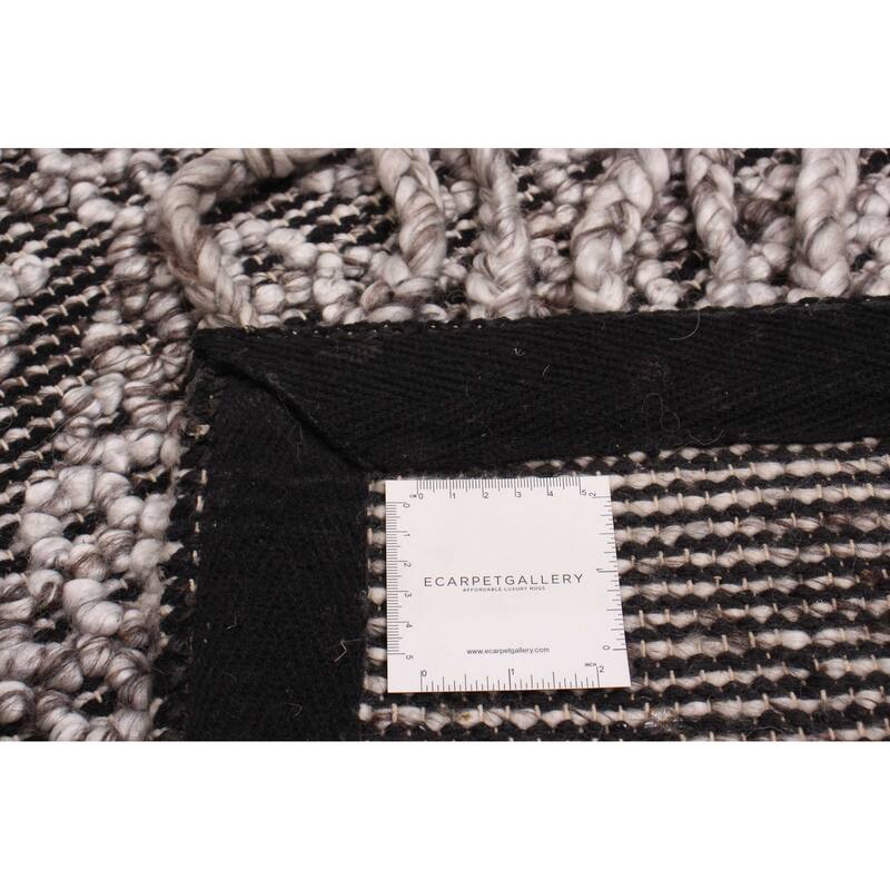 ECARPETGALLERY Braid weave Sienna Grey Wool Rug - 2'3 x 8'2