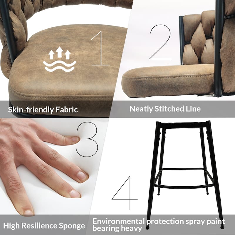 360 Swivel Bar Stool Set of 2 with Back and Footrest, No Adjustable