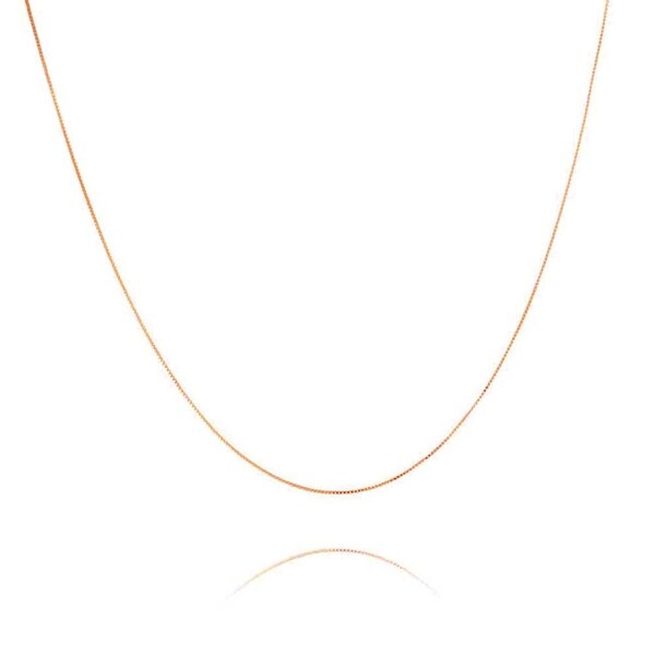 Round Box 1.1mm Link Italy Sterling Silver 14k Rose Gold Italian Chain Necklace
