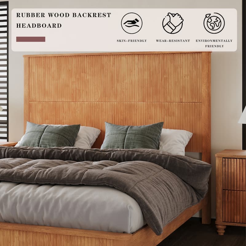 GDFStudio - Harrison Sturdy Solid Wood Bed Frame with Tall Headboard for Elegant Bedrooms