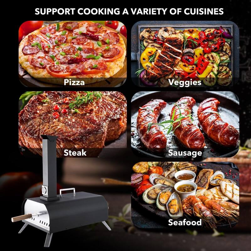 Outdoor 13" Stainless Steel Wood Fired Pizza Oven