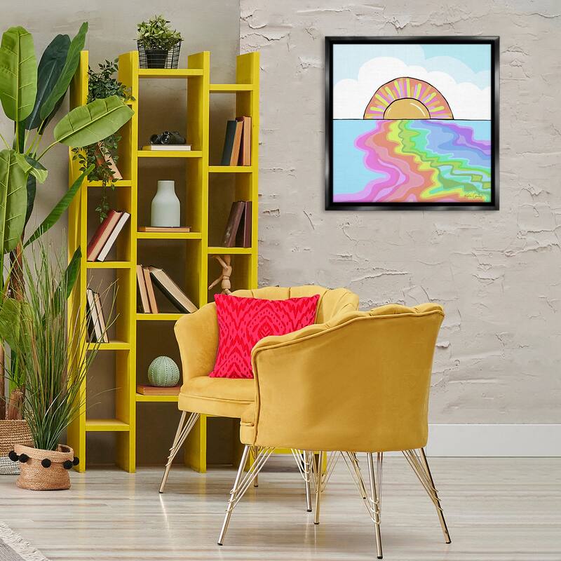 Stupell Swirling Rainbow on Sea Surface Framed Floater Canvas Wall Art Design By Katie Conley