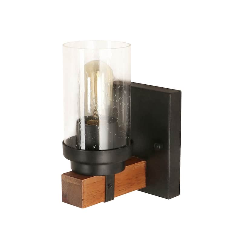 Anmytek Modern Farmhouse 1-Light Wall Sconces Cylinder Glass Bathroom Vanity Lights - 4.75"L x 5"W x 6"H
