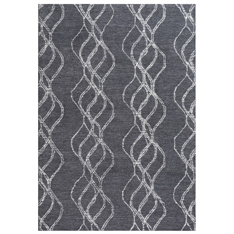 Alora Decor Wondrous Grey Hand-tufted Wool Rug - 7'6" x 9'6" - Charcoal