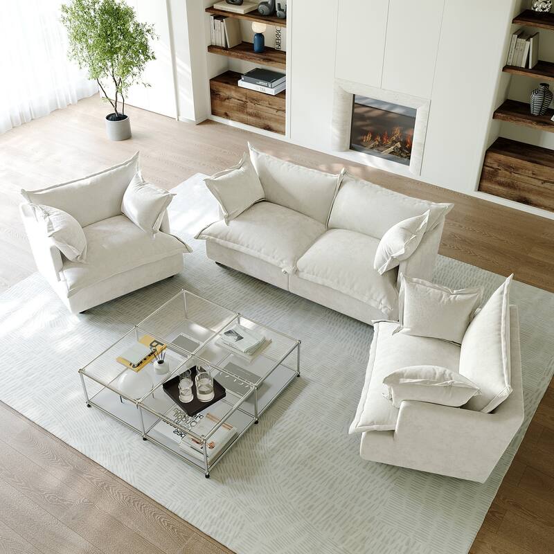 Comfy Cloud Oversized Chenille Modular Sectional Sofa Armchair Set