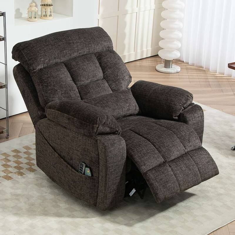 Upgraded Flagship 4-Motor Independent Control Oversized 180° Lay Flat Chenille Power Lift Recliner Chair