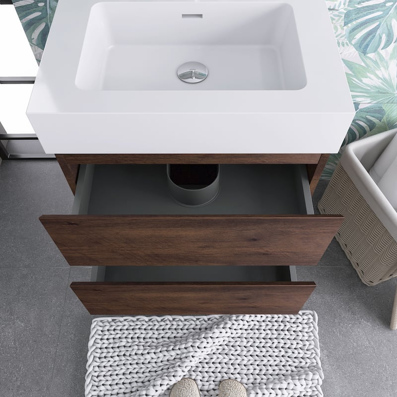 Floating Bathroom Vanity with Solid Surface Top