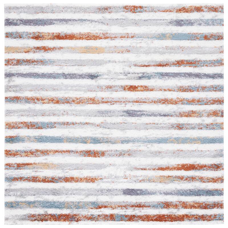 SAFAVIEH Berber Shag Mirena Rug - 7' Square - Blue Rust/Ivory