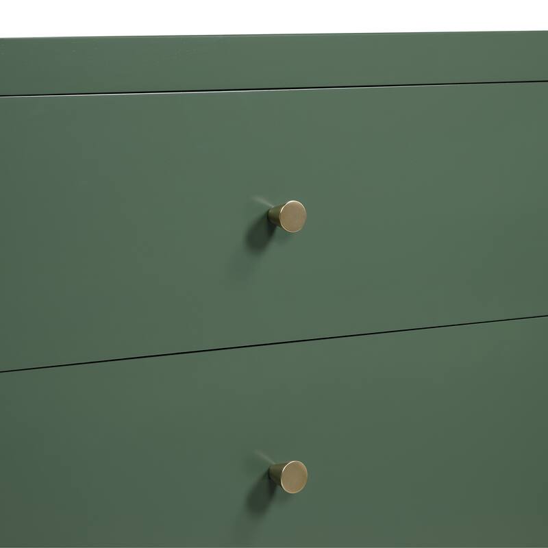 Modern Nightstand with 2 Drawers Wood Grain Texture Metal Pulls