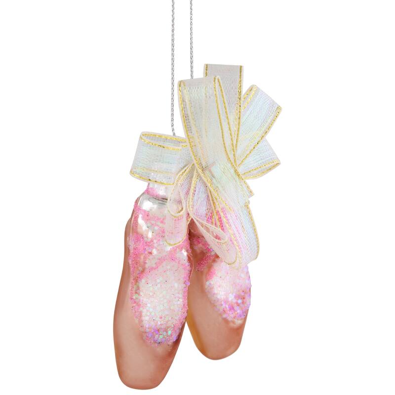 3" Pink Ballerina Slippers Glass Christmas Ornament