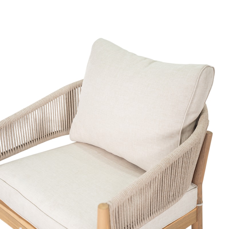 Christopher Knight Home - Lukas Rustic Acacia Patio Club Chair with Rope（Set of 2）.