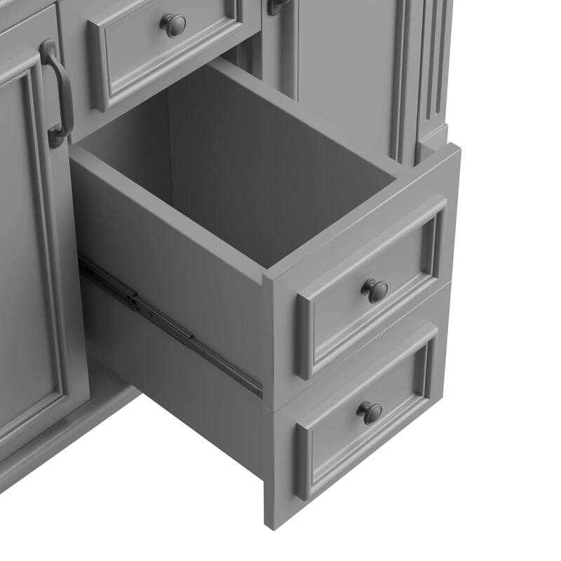 36'' Modern White Bathroom Vanity with Top Sink, Mirror Cabinet