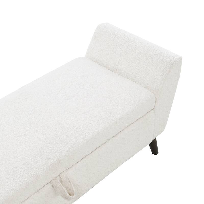 60"Modern Storage Bench with Mid-Centruy Wood Legs,Bench with Storage for Living Room & Bedroom,Comfort Padded