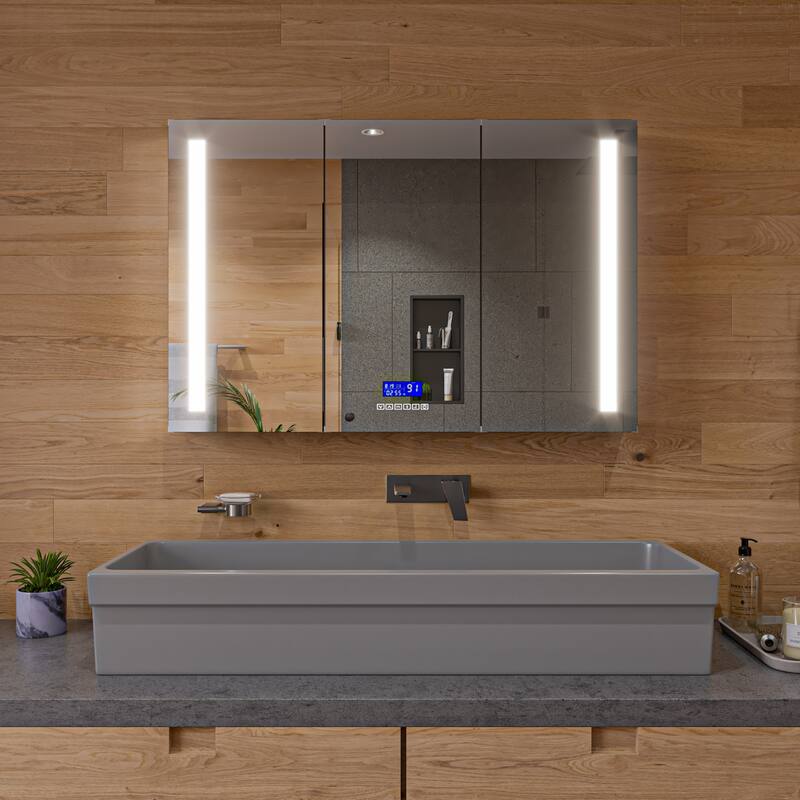 ALFI brand AB48TRGM 48" Grey Matte Above Mount Fireclay Bathroom Trough Sink