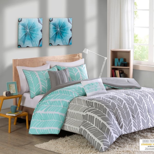 Kennedy Aqua Grey Comforter Set By Intelligent Design On Sale Overstock 11454299