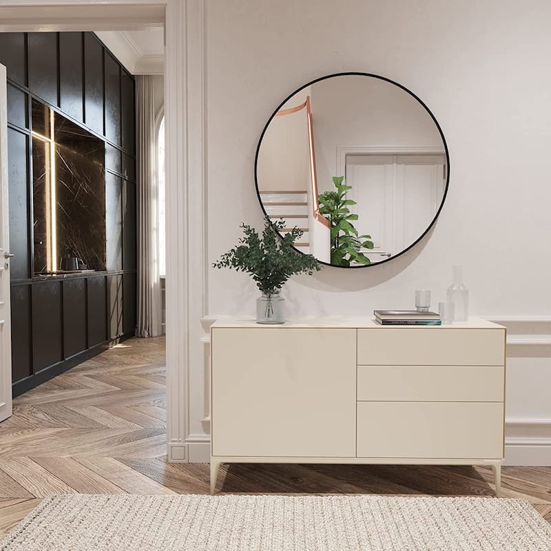 Round Mirror Wall Mounted, Circle Bathroom Vanity Wall Mirror with Metal Frame - 16/20/24/30/32/36"