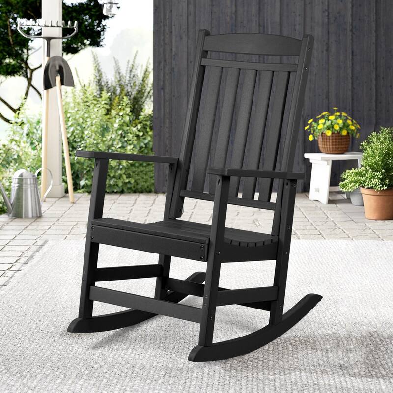 Vrakae All Weather Outdoor High Back Rocking Chair