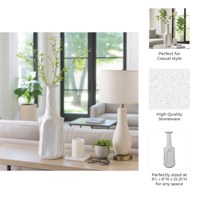 Stoneware Vase Sleek Modern Decorative for Fresh Flowers Accent