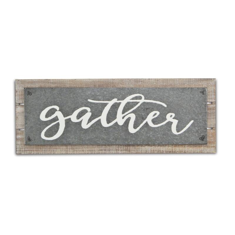 HomeRoots 10" X 25" Brown and Gray Gather Wood and Metal Wall Decor
