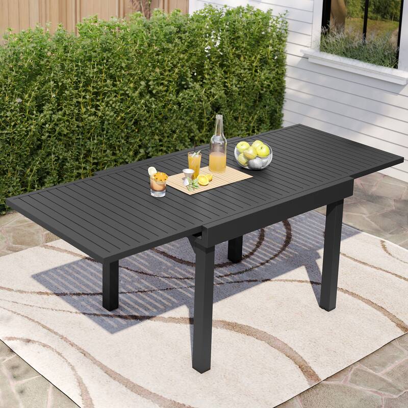 Pellebant Outdoor Aluminum Expandable Patio Dining Table - 82.7" / 41.3" (L) x 31.49" W x 29.5" H