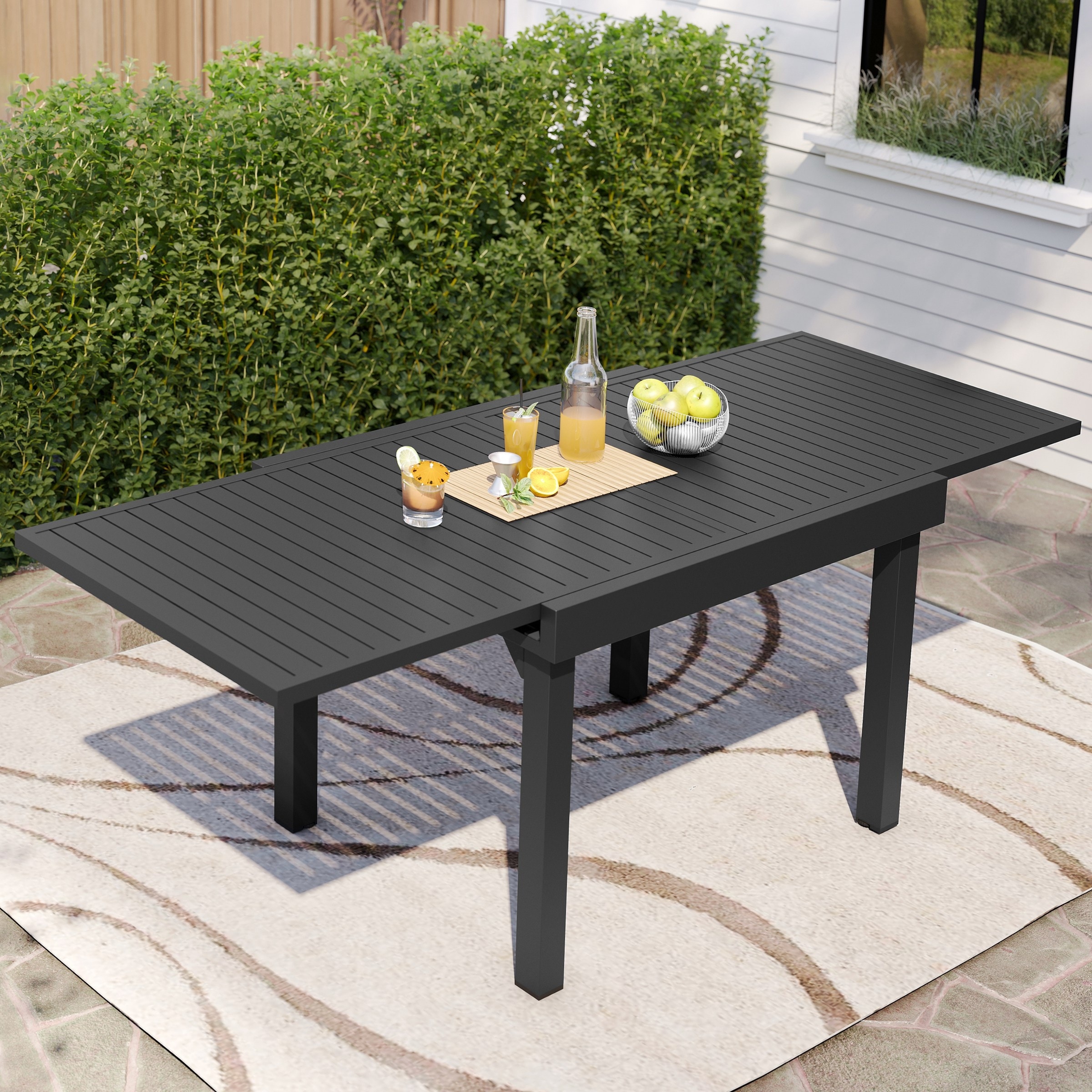 Pellebant Outdoor Aluminum Expandable Patio Dining Table - 82.7" / 41.3" (L) x 31.49" W x 29.5" H
