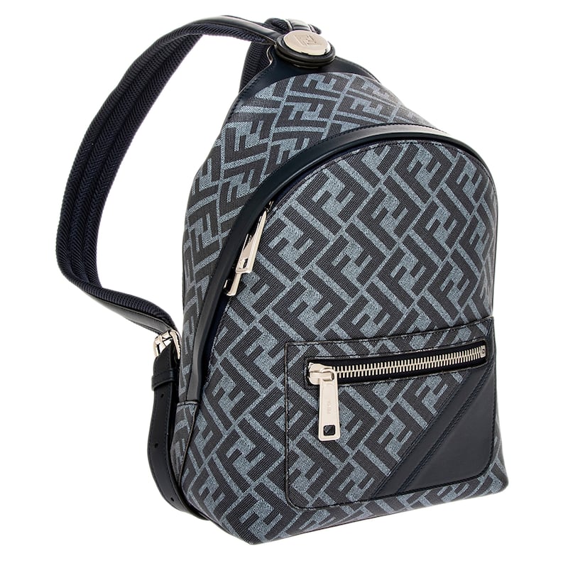 Fendi Men's Chiodo Small Diagonal FF Backpack - Blue